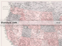 Set of two map prints on paper: USA and the world in matching style. "Madelia"