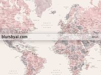 Set of two map prints on paper: USA and the world in matching style. "Madelia"
