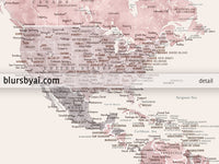 Set of two map prints on paper: USA and the world in matching style. "Madelia"