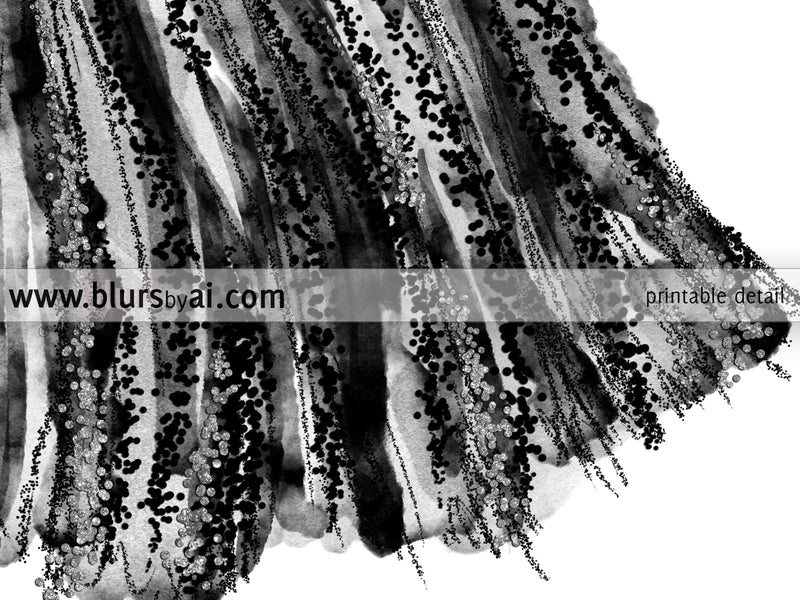 Printable fashion illustration: sequin gown in black and silver