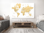 Custom large & highly detailed world map canvas print or push pin map. "Rossie"