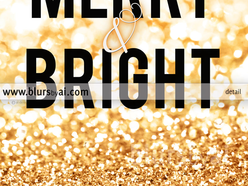 Merry & Bright Printable Christmas decor in gold glitter, 8x10" and 16x20"