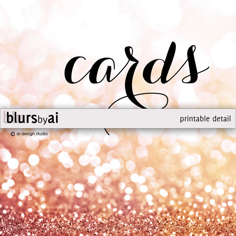 Cards printable sign in rose gold glitter and calligraphy text
