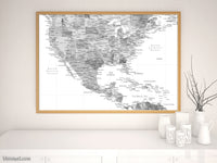 Custom map print: USA, Mexico and the Caribbean Sea in grayscale watercolor . "Jimmy"