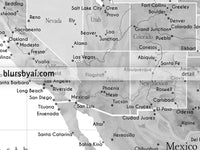 Custom map print: USA, Mexico and the Caribbean Sea in grayscale watercolor . "Jimmy"