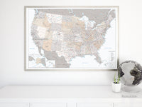 Large and detailed USA map print, "Lincoln"