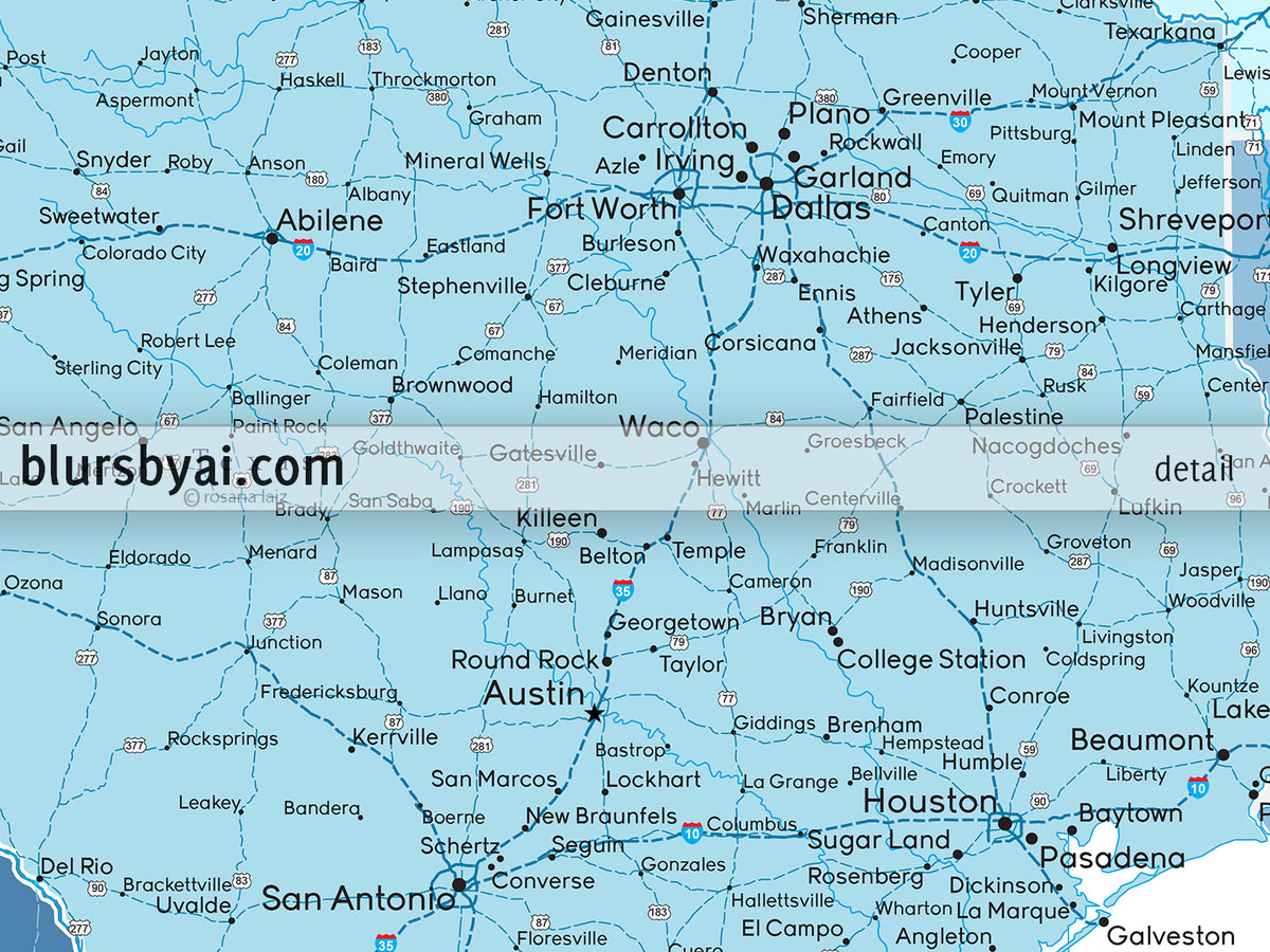 Custom US map print: highly detailed map of the US with roads. "Ethan"