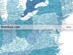 Custom US map print: highly detailed map of the US with roads. "Ethan"