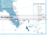 Custom US map print: highly detailed map of the US with roads. "Ethan"