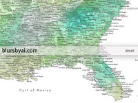 Set of two map prints on paper: USA and the world in matching style. "Oriole"