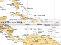 Multi panel, custom highly detailed world map print - Gold world map with cities. "Rossie"