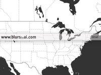 Custom map print: Blank world map with countries and states outlined for coloring. "Jax"