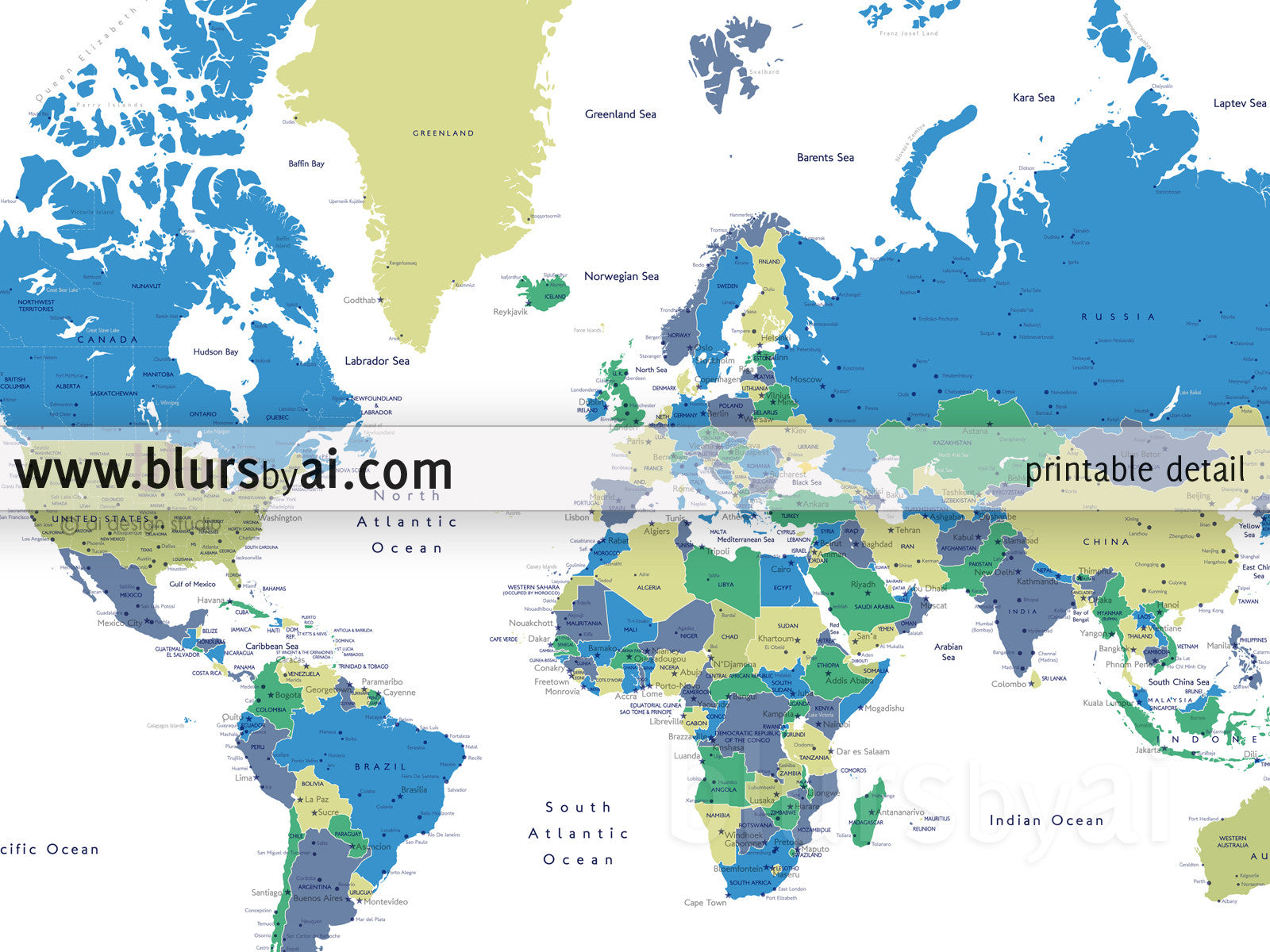 World Map Labeled Countries