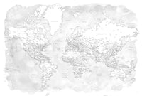 Art print on paper: custom detailed world map with cities and US state capitals. ALL COLOR CHOICES