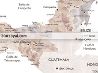 Custom map print of Mexico in neutral watercolor. "Abey"