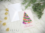 Printable holiday decoration: Floral Christmas tree watercolor illustration - Personal use