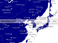 Custom map print: navy blue world map with cities, "Nevin"