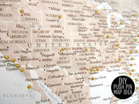 Art print on paper: custom world map with state capitals, cities and countries in neutral watercolor. "Abey"