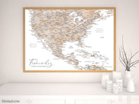 Custom map print: USA, Mexico and the Caribbean Sea in neutral watercolor. "Abey"