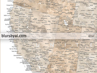 Customized print of map of the US on rolled canvas. ALL COLOR CHOICES.