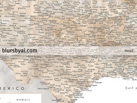 Customized print of map of the US on rolled canvas. ALL COLOR CHOICES.