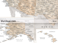 Customized print of map of the US on rolled canvas. ALL COLOR CHOICES.