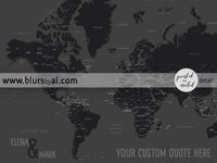 Custom map print: world map with countries and states in black and gray. "So simple"