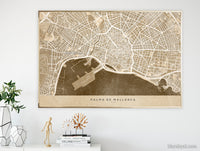 Personalized vintage (but current) city map on canvas with optional frame