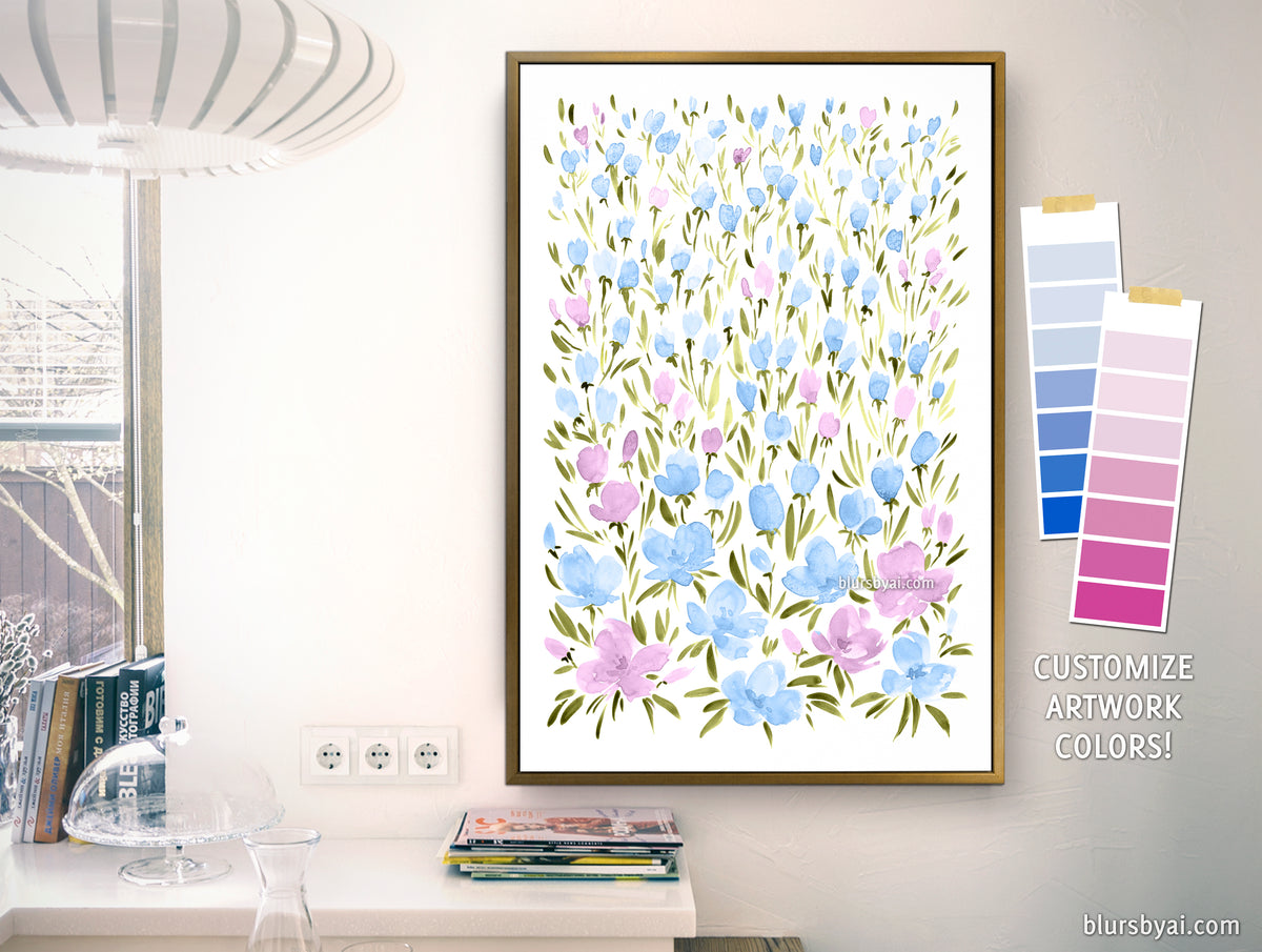 Custom canvas print - "Field of watercolor flowers"