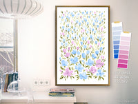 Custom canvas print - "Field of watercolor flowers"