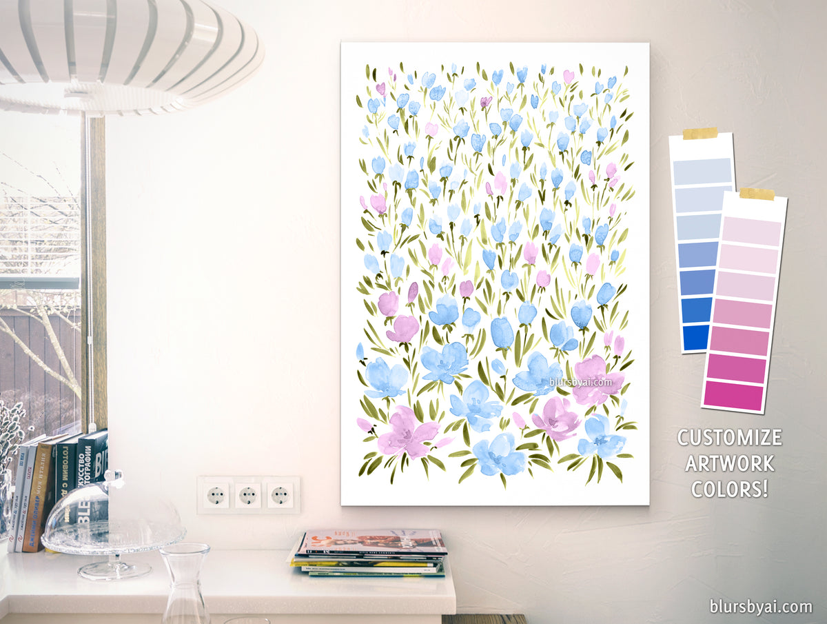 Custom canvas print - "Field of watercolor flowers"