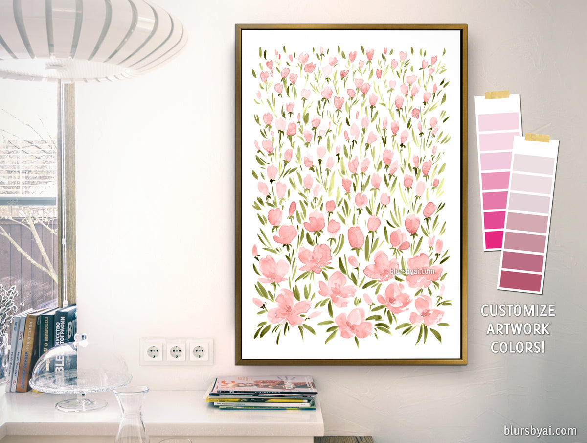 Custom canvas print - "Field of watercolor flowers"