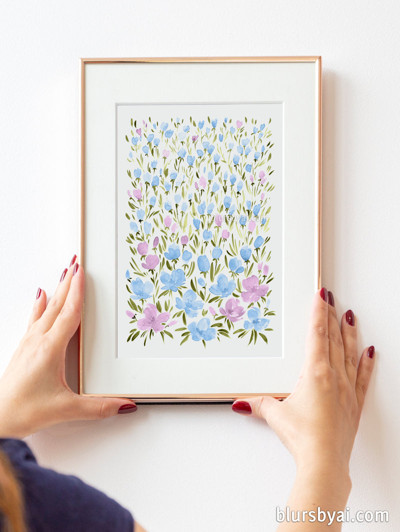 Custom art print - "Field of watercolor flowers"