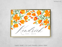 Custom family name canvas print, "Watercolor California poppies"