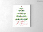 Custom family name canvas print, "watercolor greenery Christmas tree"
