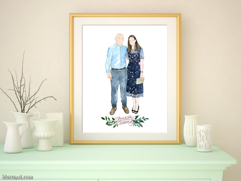 Printable family portrait in watercolor
