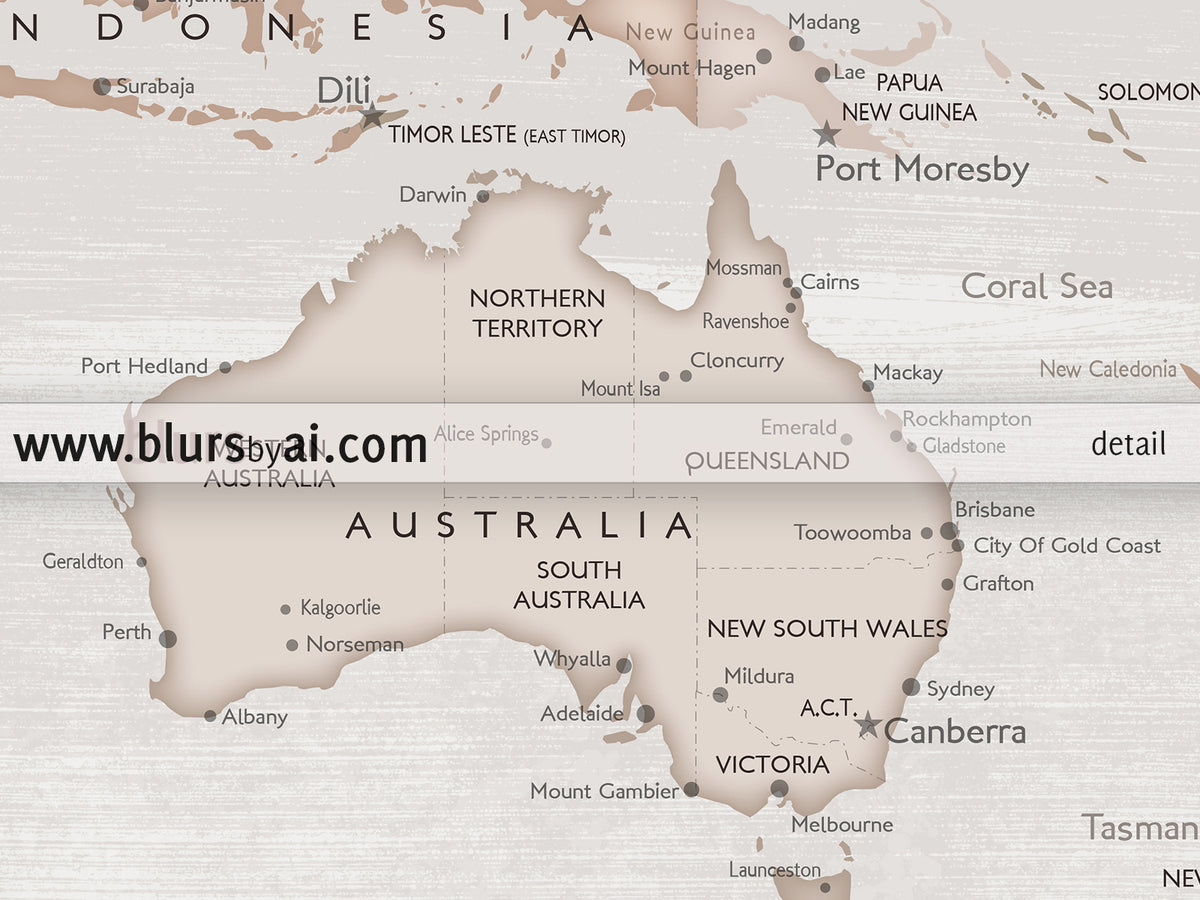 Custom world map with cities, canvas print or push pin map in rustic style. "Lucille"