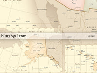 Custom print: map of the United States with cities in vintage style. "Librarian"