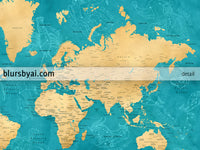 Custom map print: world map with cities and zodiac constellation drawings. "Lexy"