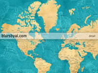 Custom map print: world map with cities and zodiac constellation drawings. "Lexy"