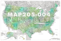 Custom map print: highly detailed map of the US with cities. ALL COLOR CHOICES.