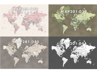 Art print on paper: custom detailed world map with cities and US state capitals. ALL COLOR CHOICES