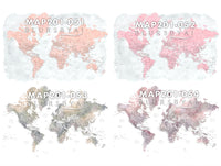 Art print on paper: custom detailed world map with cities and US state capitals. ALL COLOR CHOICES