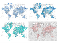 Art print on paper: custom detailed world map with cities and US state capitals. ALL COLOR CHOICES