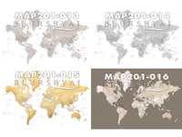 Art print on paper: custom detailed world map with cities and US state capitals. ALL COLOR CHOICES