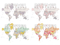 Art print on paper: custom detailed world map with cities and US state capitals. ALL COLOR CHOICES