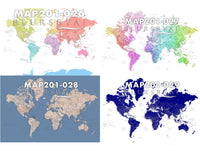 Art print on paper: custom detailed world map with cities and US state capitals. ALL COLOR CHOICES