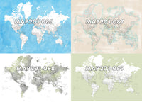 Art print on paper: custom detailed world map with cities and US state capitals. ALL COLOR CHOICES