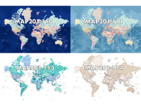 Art print on paper: custom detailed world map with cities and US state capitals. ALL COLOR CHOICES