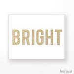 Bright gold glitter word printable holiday decor